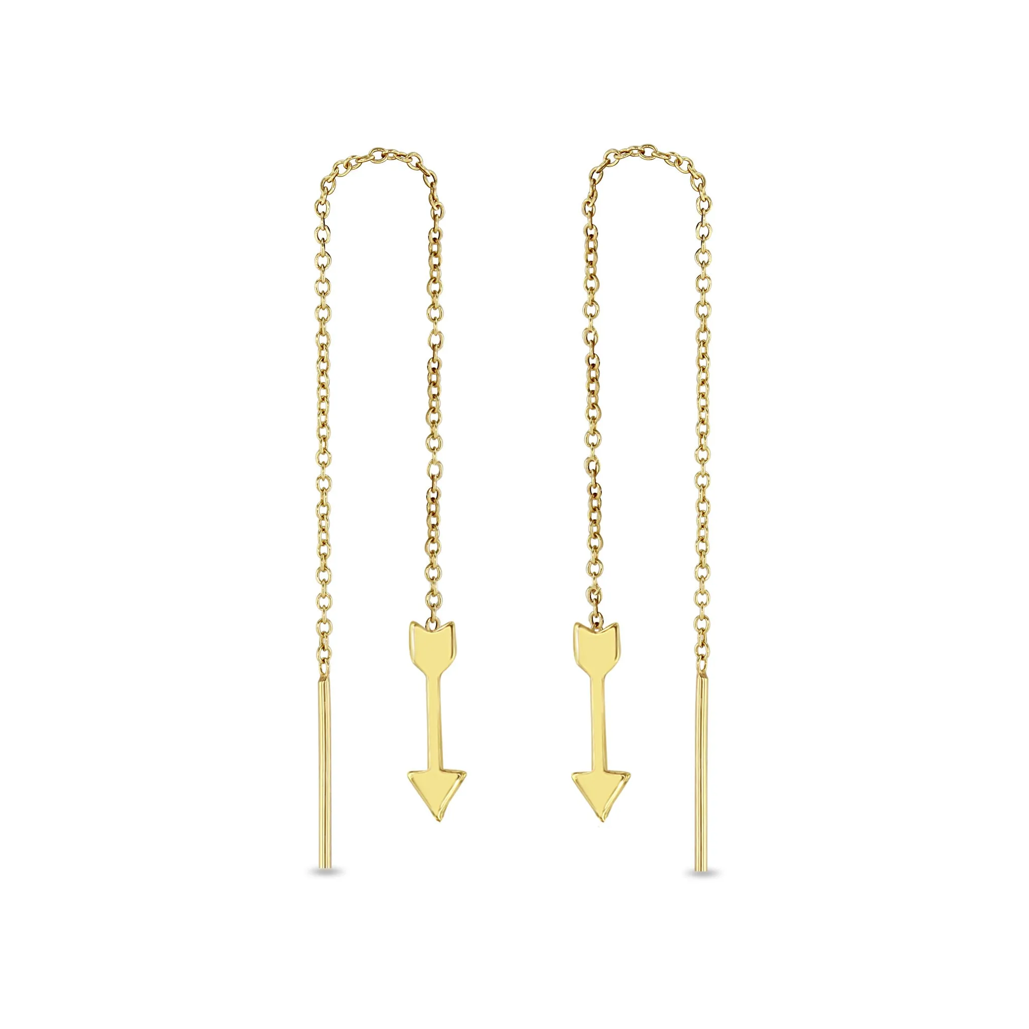 14k Gold Arrow Chain Drop Threaders - SALE