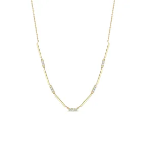 14k Mixed Gold & Diamond Bar Station Necklace