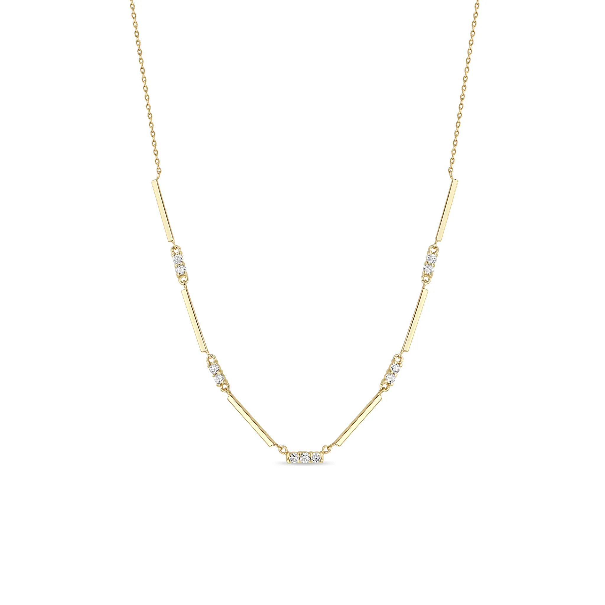 14k Mixed Gold & Diamond Bar Station Necklace