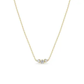 14k Mixed Prong Diamond Trio Necklace