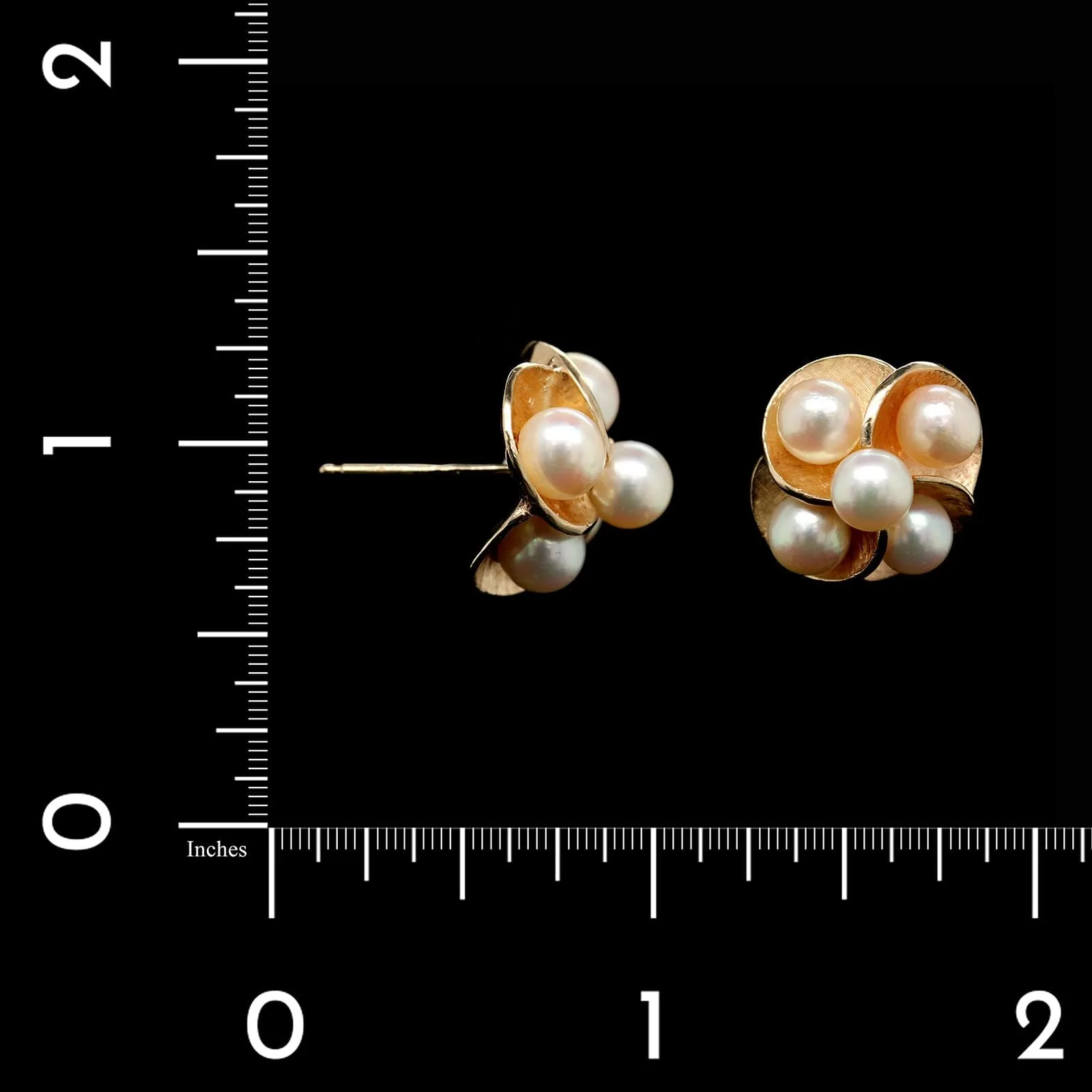 14K Yellow Gold Estate Cultured Pearl Earrings