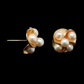 14K Yellow Gold Estate Cultured Pearl Earrings