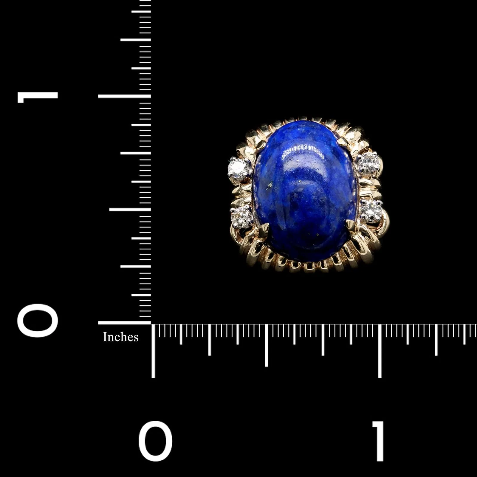 14K Yellow Gold Estate Lapis and Diamond Ring