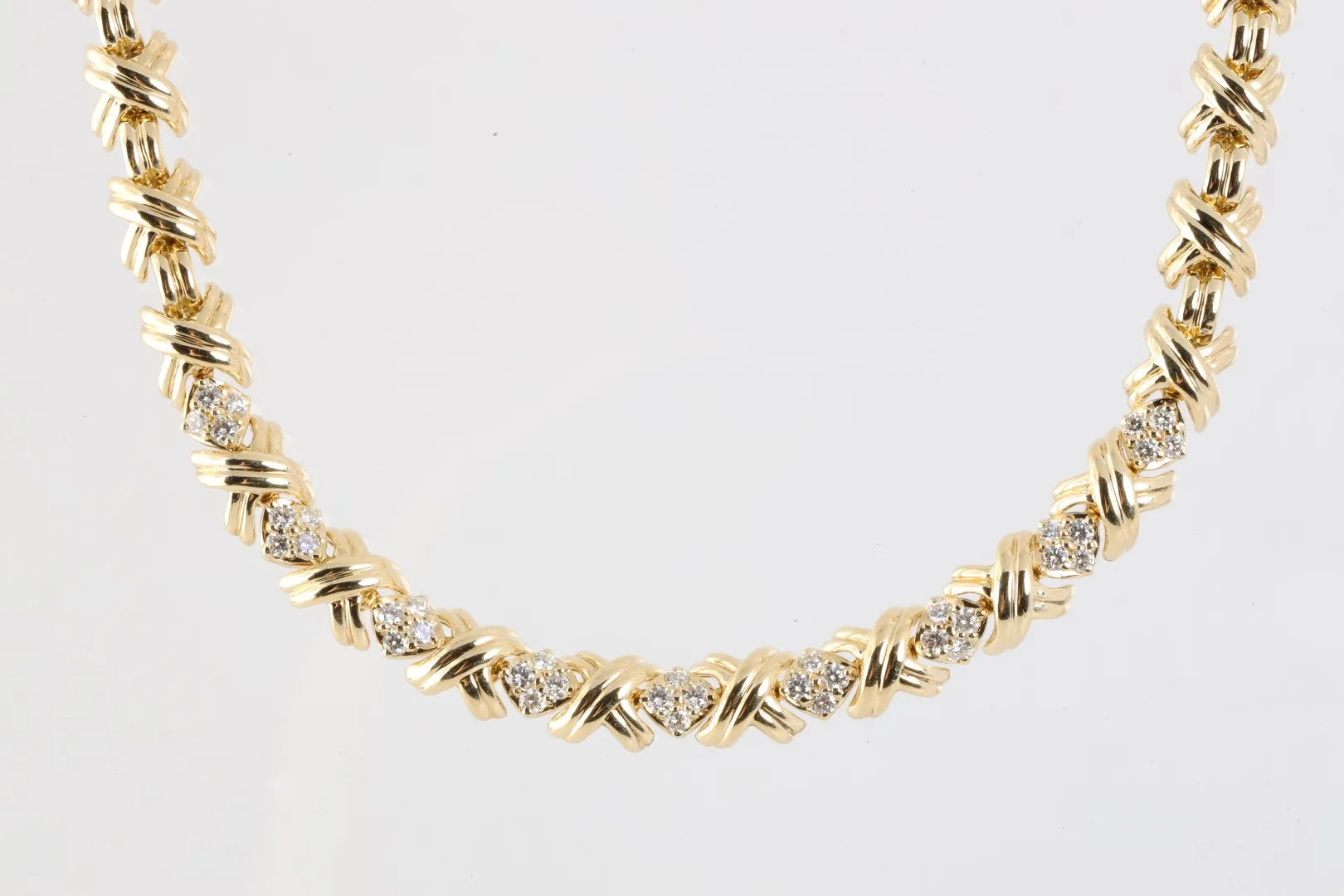 16" Tiffany & Co. 18k Gold 1.08tcw Diamond Signature X Chain Necklace (64.13g.)