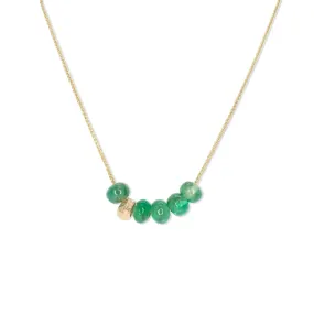 18K Gemstone Six Bead Necklace with Emerald