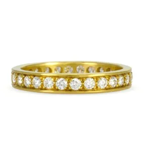 18K Gold Flat Edge Pave Diamond Eternity Band