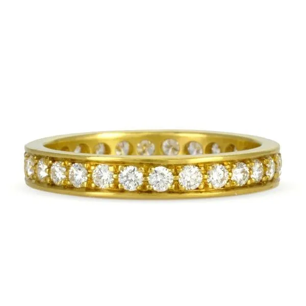 18K Gold Flat Edge Pave Diamond Eternity Band