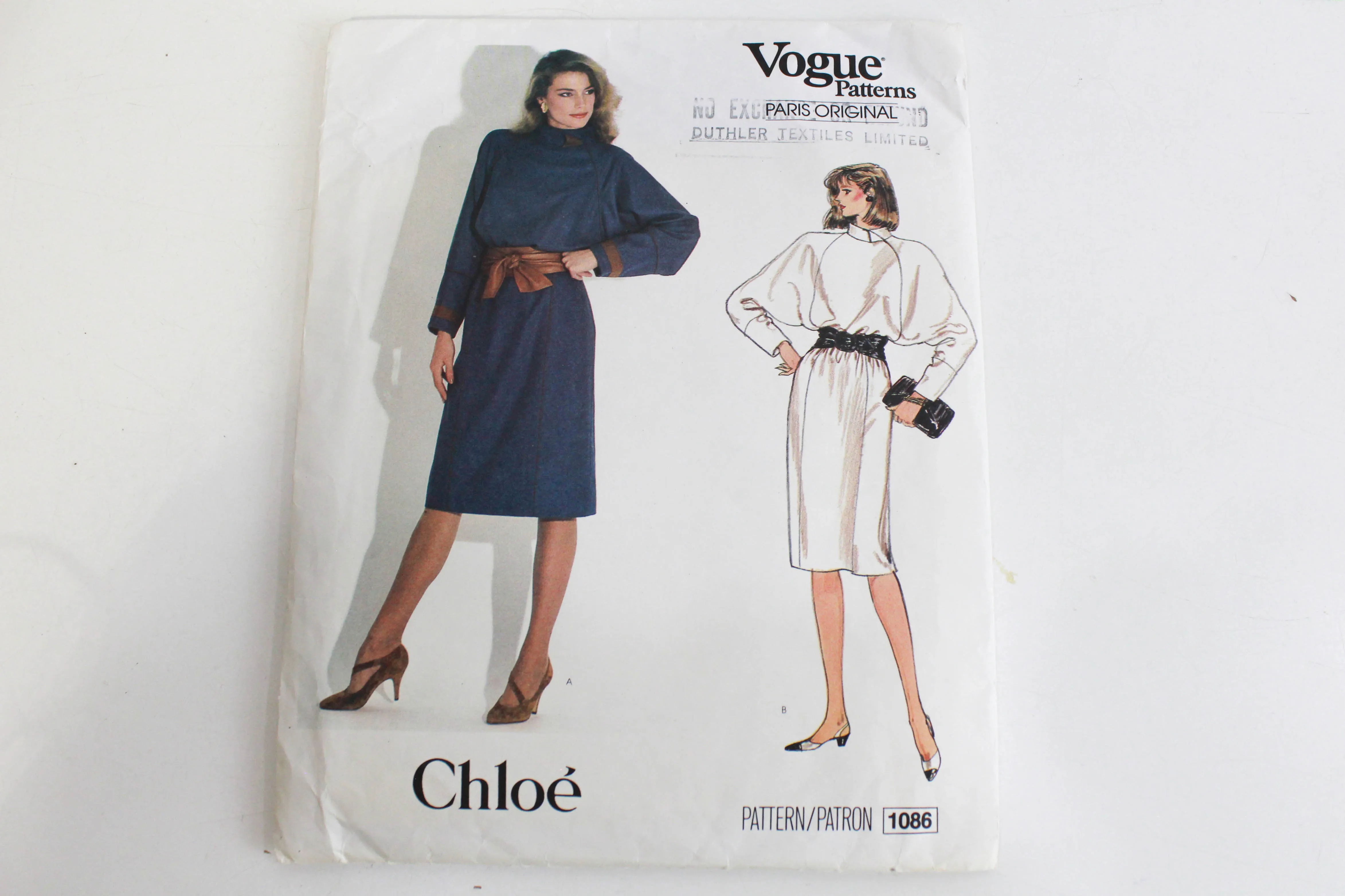 1980s Vogue Paris Original Sewing Pattern 1086 Chloe Dress, Cut, Complete, Bust 34