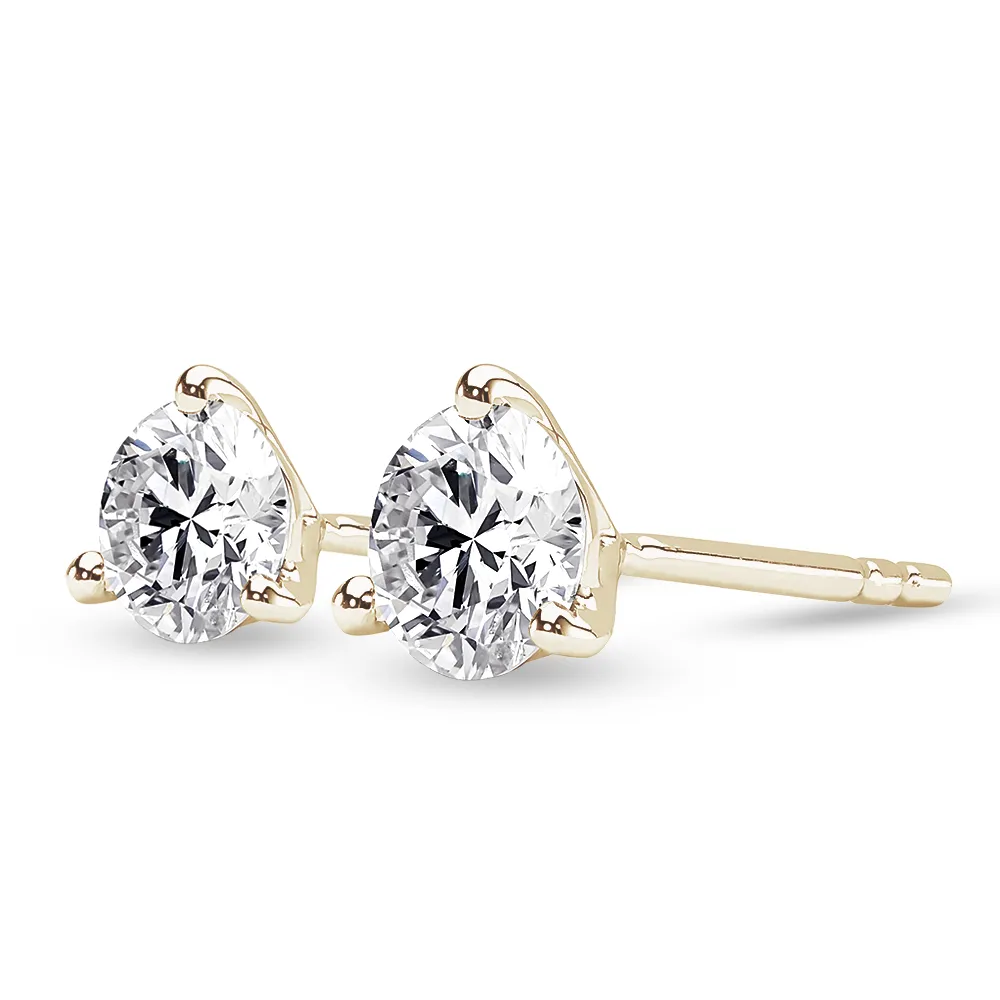 2 ctw Round Moissanite 3-Prong Solitaire Stud Earrings