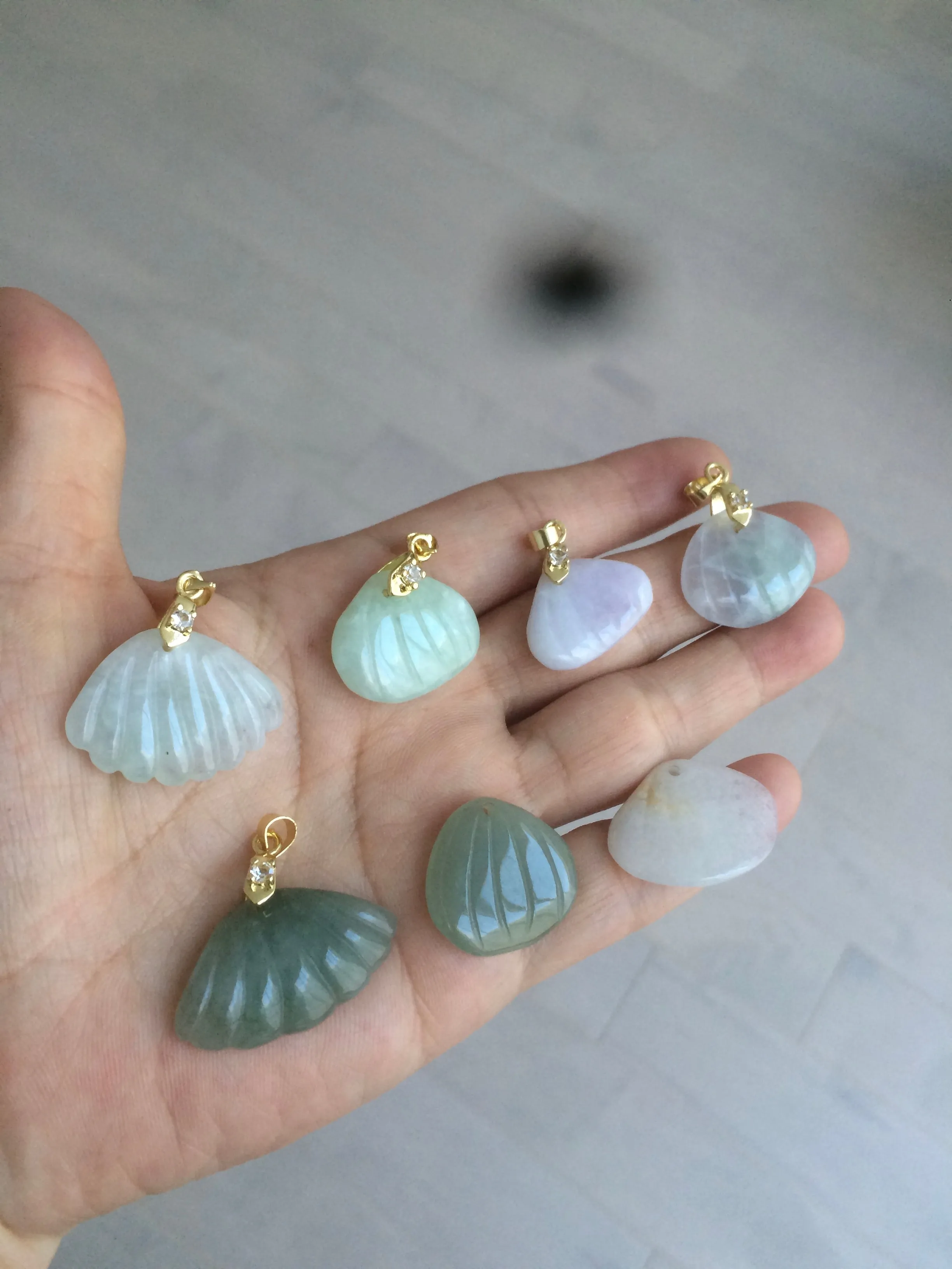 20mm Type A 100Natural green white purple seashell  jadeite Jade  Pendant necklace AR27 (add-on item)