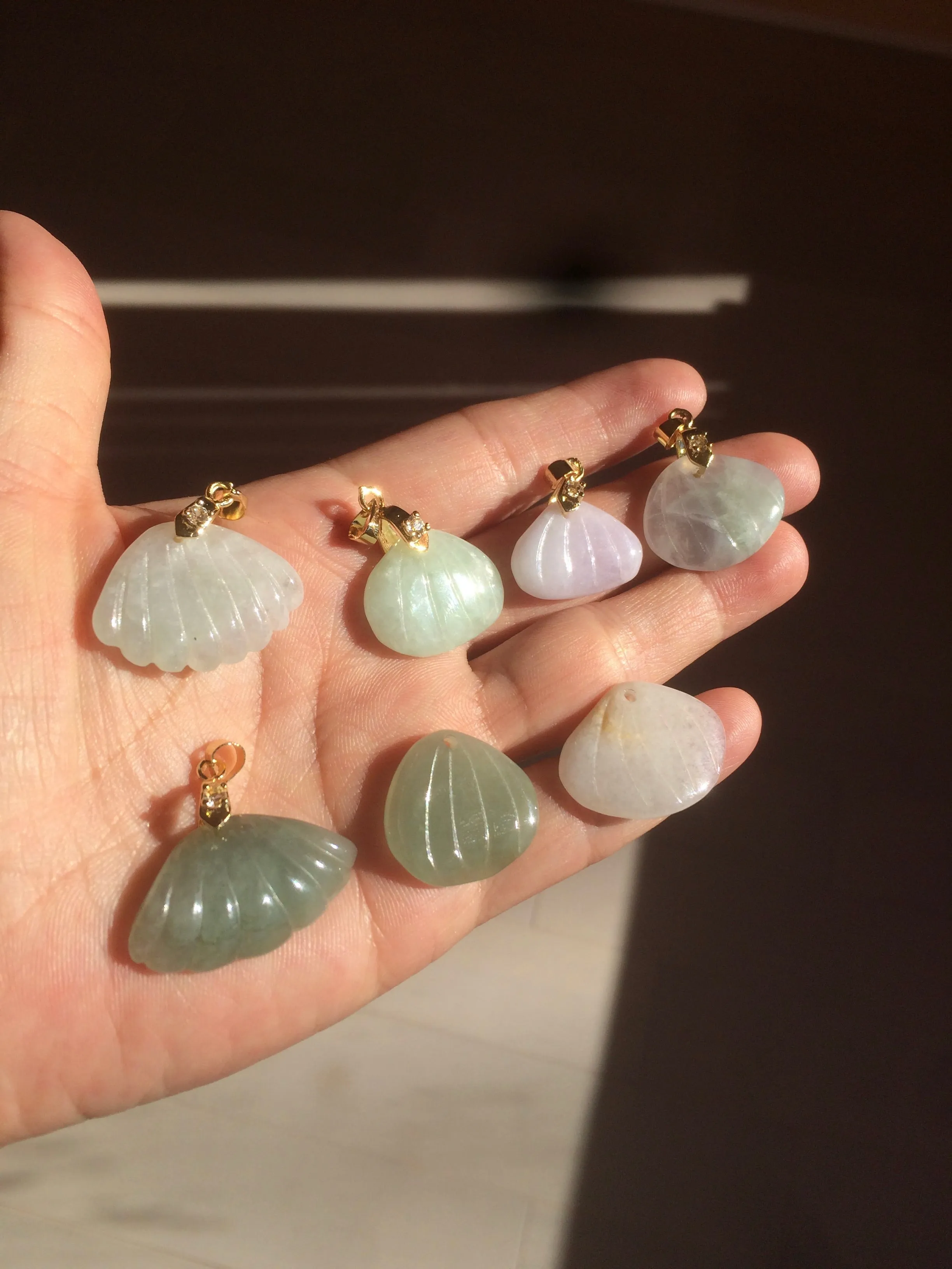 20mm Type A 100Natural green white purple seashell  jadeite Jade  Pendant necklace AR27 (add-on item)