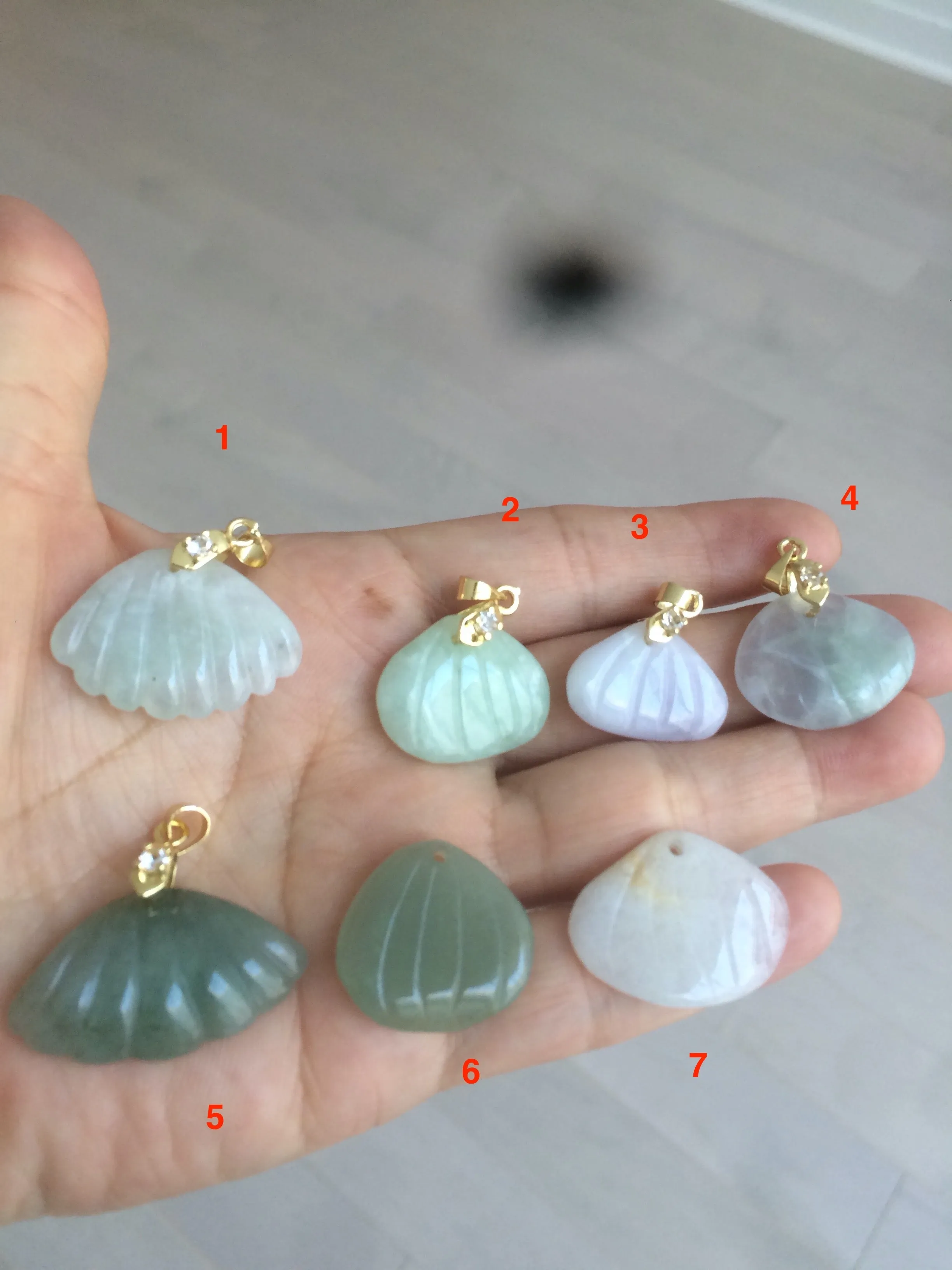 20mm Type A 100Natural green white purple seashell  jadeite Jade  Pendant necklace AR27 (add-on item)