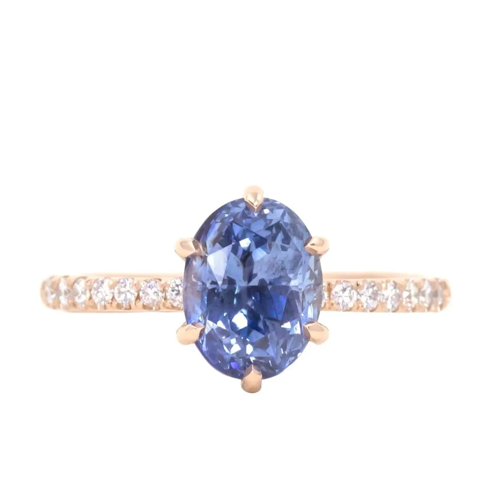 2.24ct Oval Purple Madagascar Sapphire Lotus Six Prong Solitaire with Diamonds in 18k Rose Gold