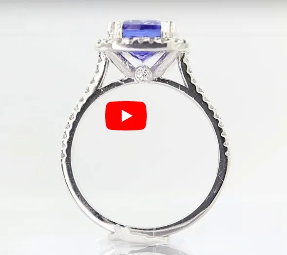 2.82 CT Emerald Cut Tanzanite Diamond Ring 0.38 CT TW 14K White Gold TZR014