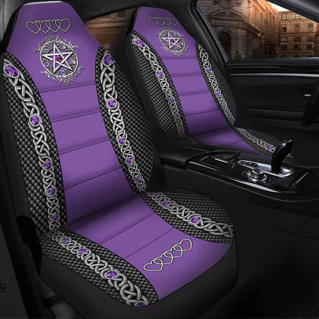 3D All Over Print Purple Front Car Seat Cover Witch Pentagram Seat Covers