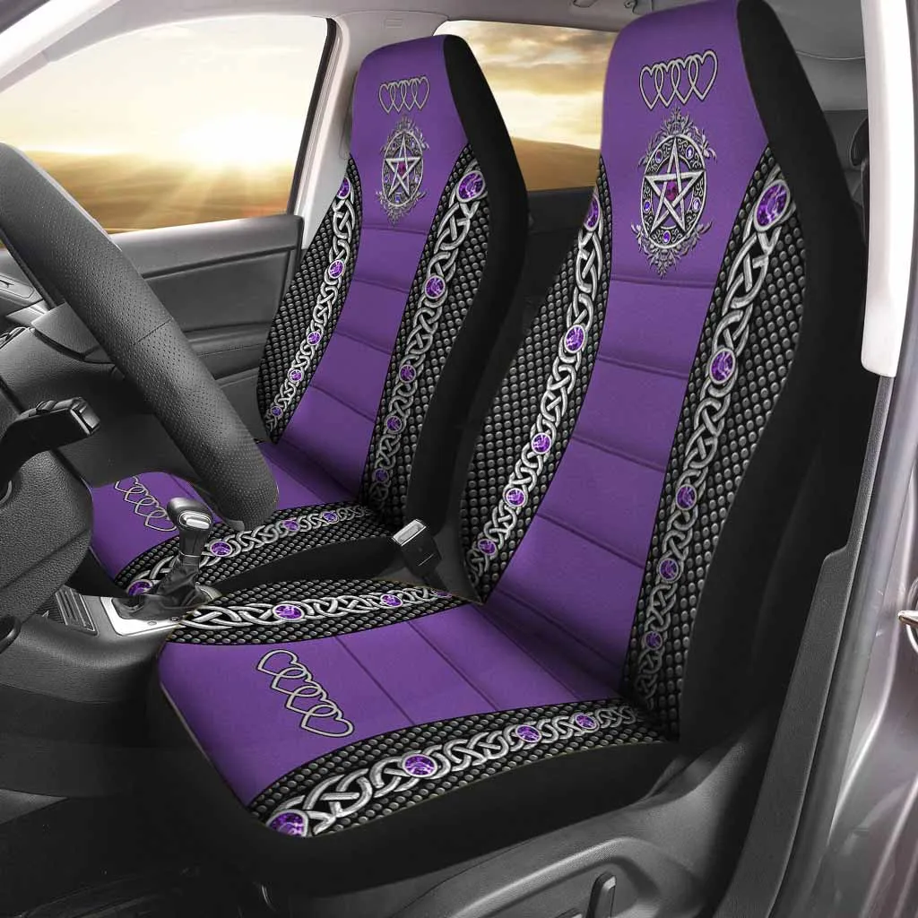 3D All Over Print Purple Front Car Seat Cover Witch Pentagram Seat Covers