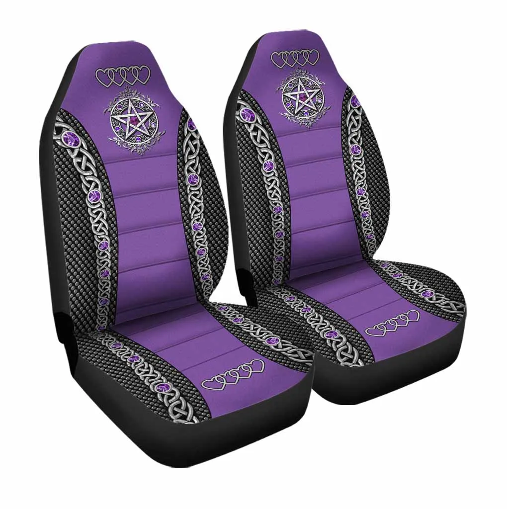 3D All Over Print Purple Front Car Seat Cover Witch Pentagram Seat Covers