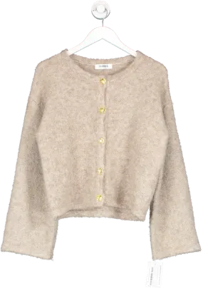 4th & Reckless Beige Gold Button Flare Sleeve Cardigan UK 8