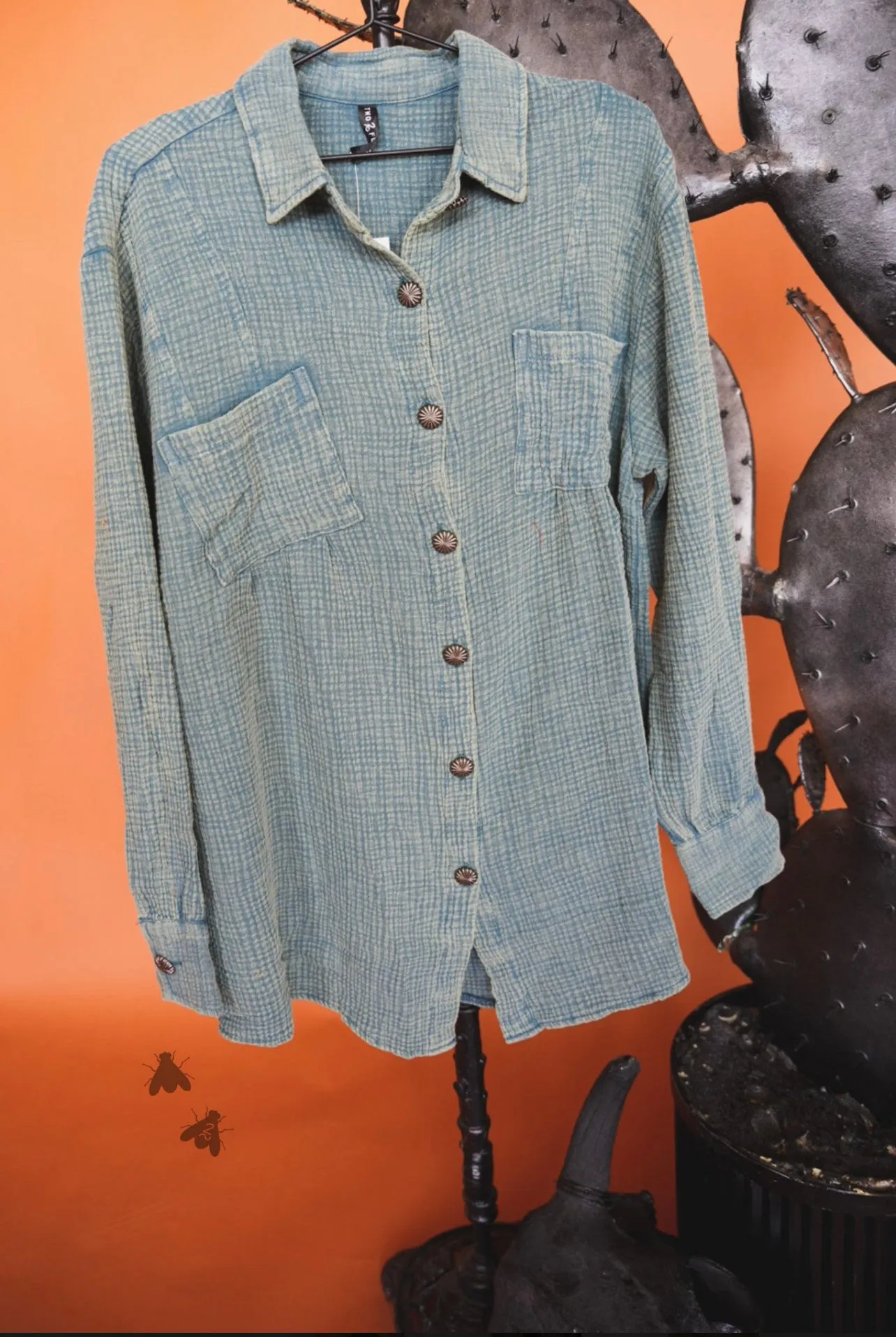 ACRES BUTTON UP * TEAL