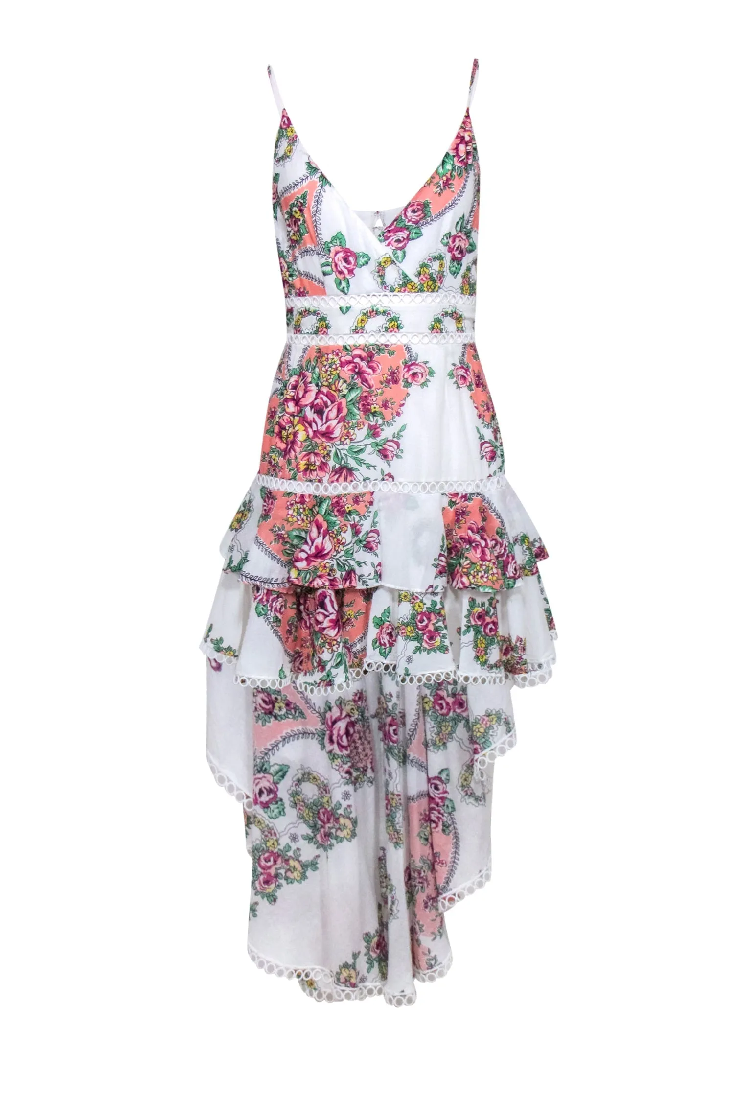 Aijek - White & Multi Color Floral Print Dress Sz 2