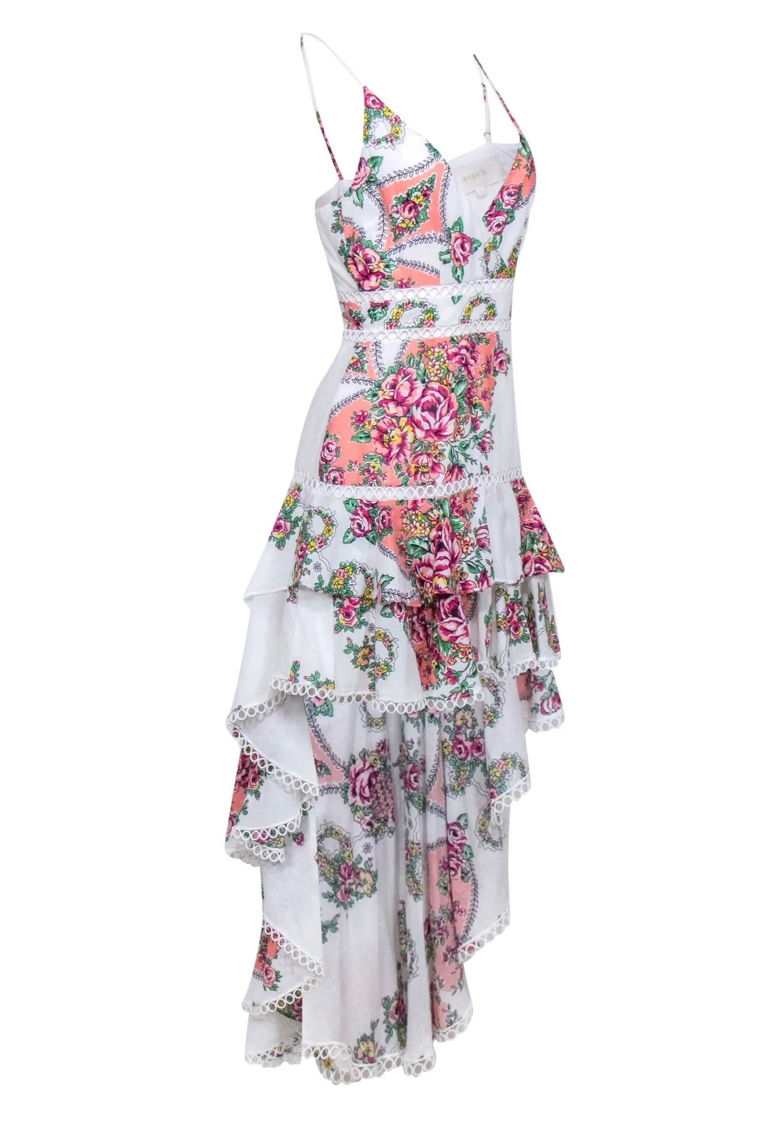 Aijek - White & Multi Color Floral Print Dress Sz 2