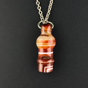 Antique Victorian Banded Agate Working Whistle Pendant Necklace