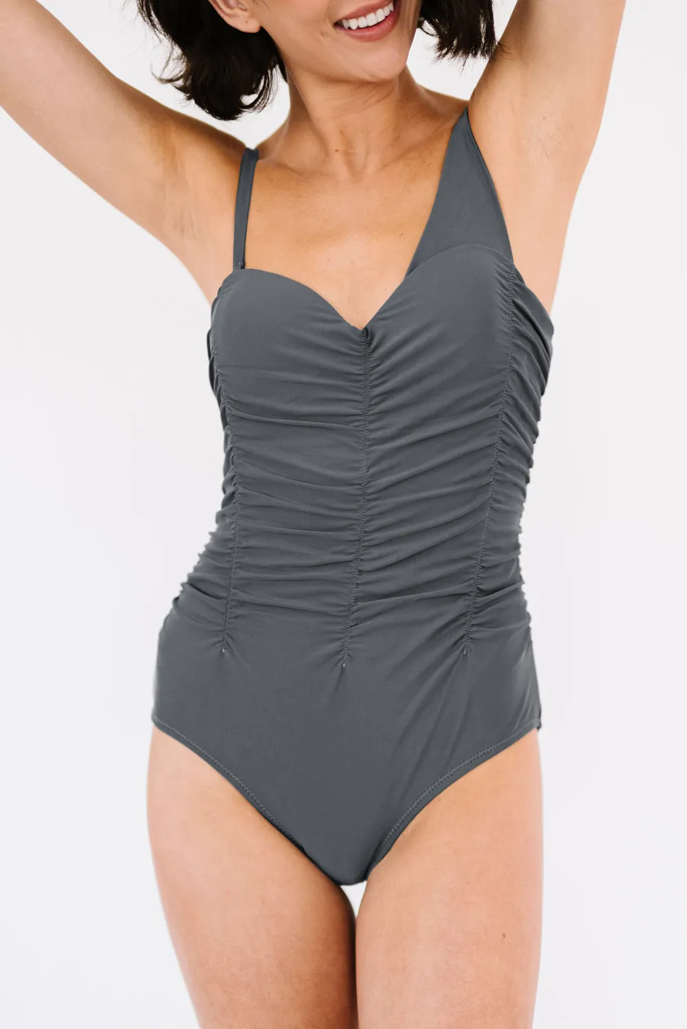 Asymmetric Shoulder Monokinis Bathing Suits Ruched Cut Out Back Swimsuits