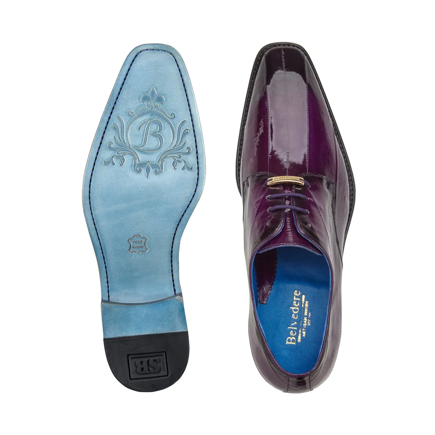 Belvedere - Italo, Genuine Hand Painted Eel Dress Shoe - Antique Purple - D05