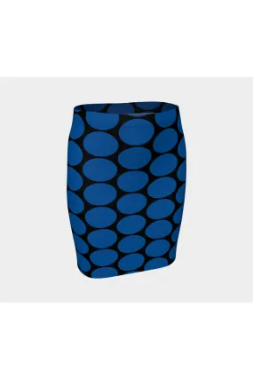 Big Blue Ovals Fitted Skirt