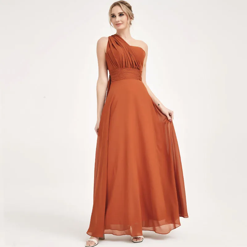 Blush Convertible Chiffon Bridesmaid Dress Wrap Floor Length Gown