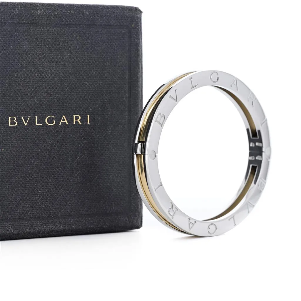 Bvlgari B.Zero1 Bangle Bracelet, 6", Size S/M - Sterling Silver   18k Yellow Gold