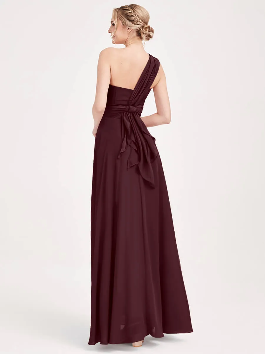 Cabernet Convertible Chiffon Bridesmaid Dress Wrap Floor Length Gown