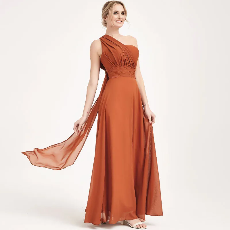 Cabernet Convertible Chiffon Bridesmaid Dress Wrap Floor Length Gown