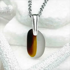 Caramel Brown English Multi Sea Glass Pendant | #5133