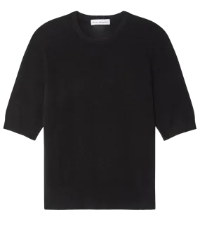 Cashmere Elbow Sleeve Tee in Black