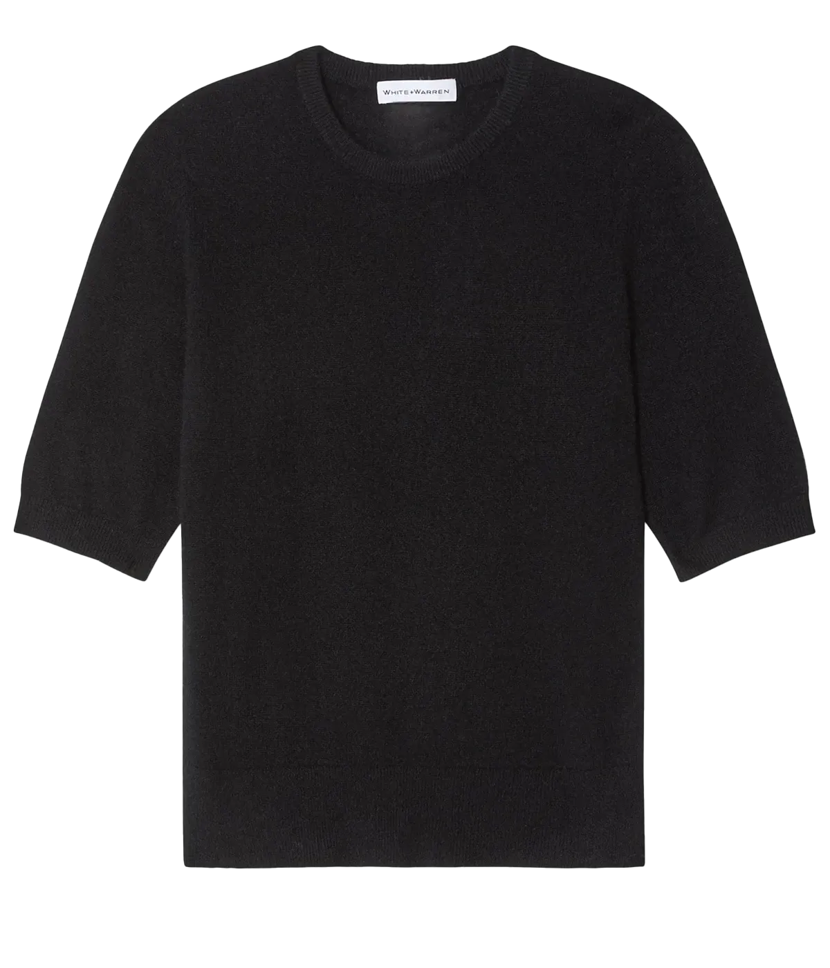 Cashmere Elbow Sleeve Tee in Black