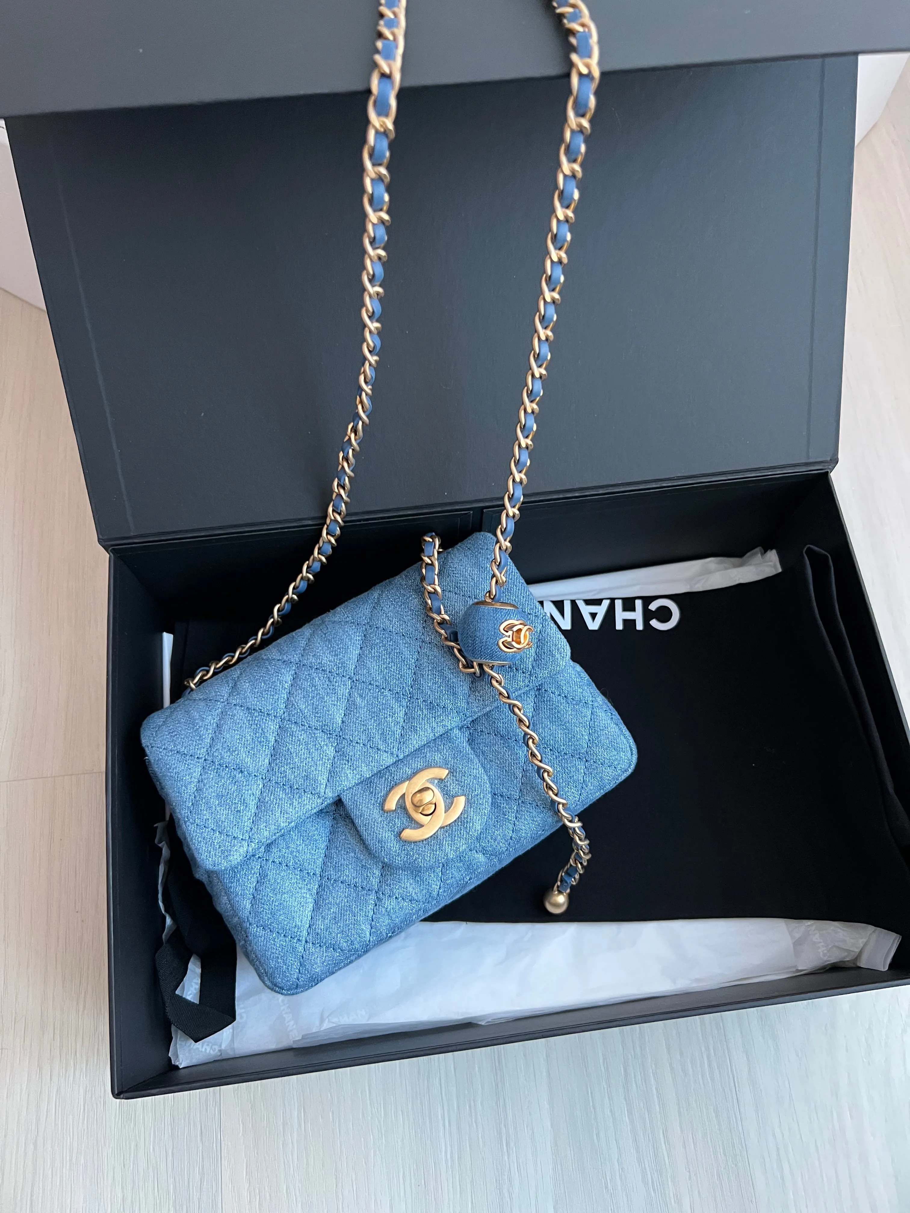 Chanel Denim Pearl Crush Bag