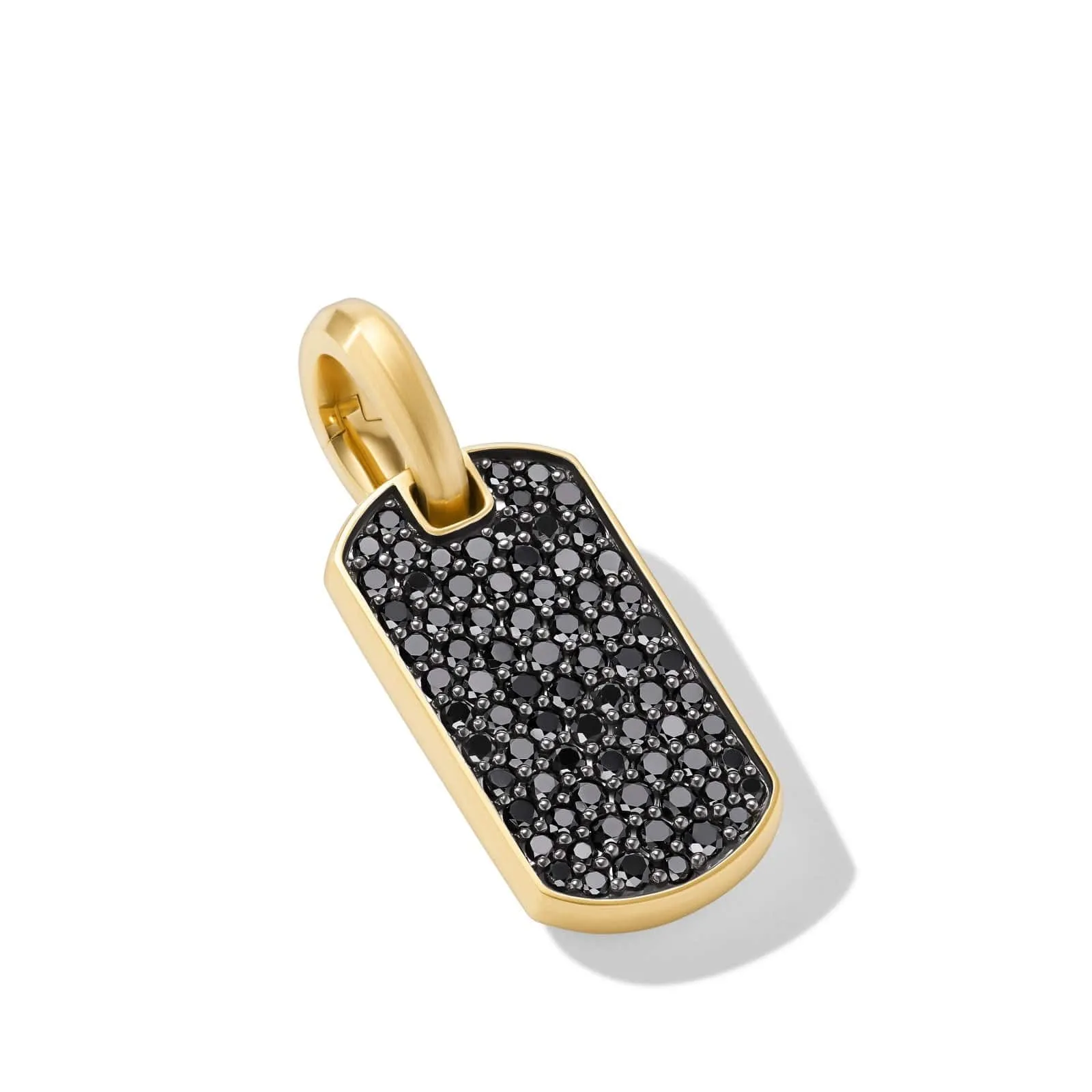 Chevron Tag in 18K Yellow Gold with Black Diamonds, 21mm