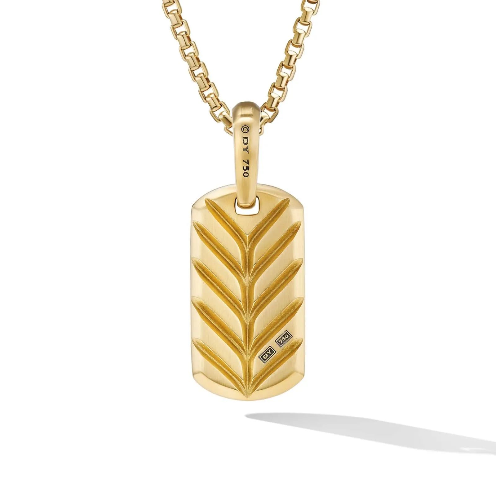 Chevron Tag in 18K Yellow Gold with Black Diamonds, 21mm