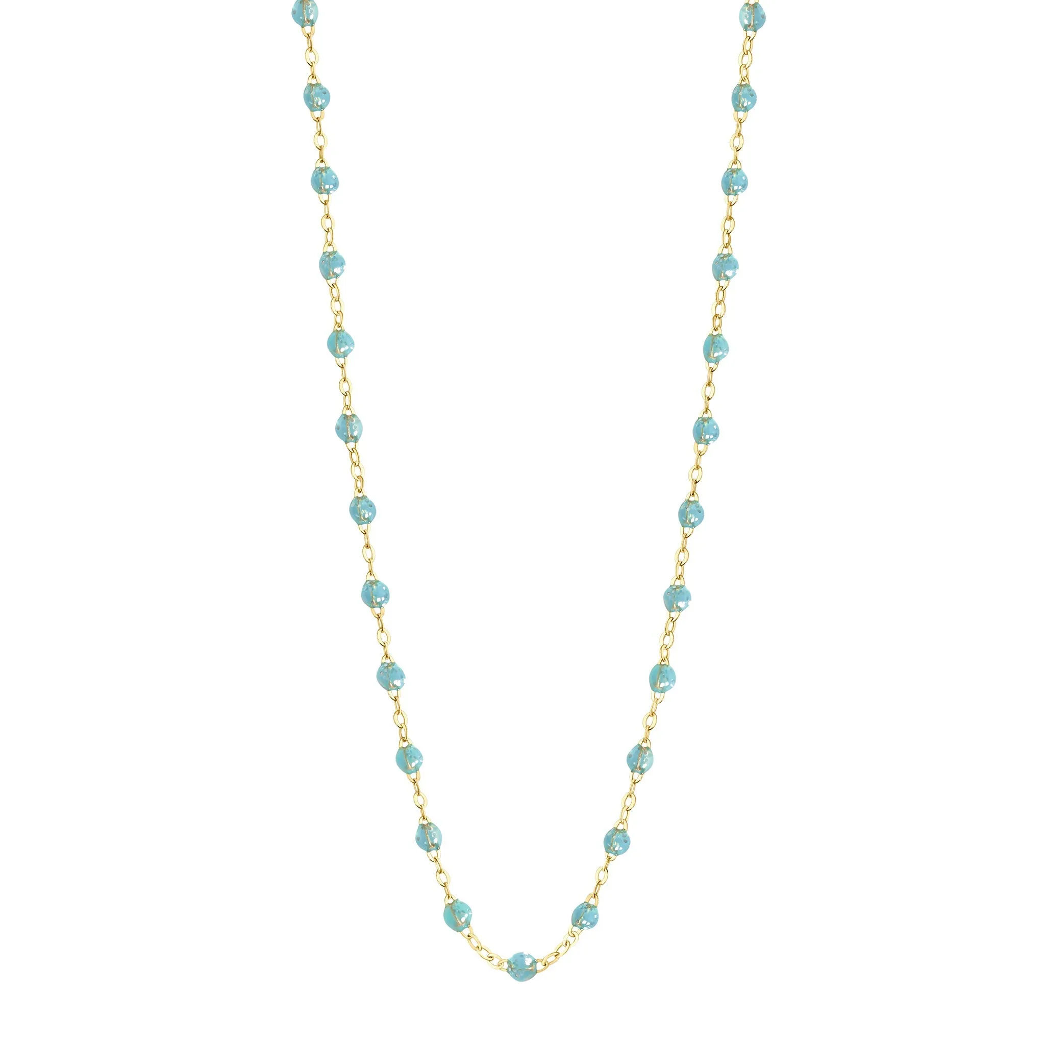 Classic Gigi Aqua necklace, Yellow Gold, 17.7"