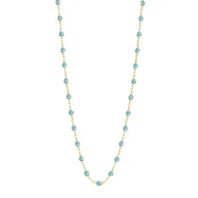 Classic Gigi Aqua necklace, Yellow Gold, 17.7"