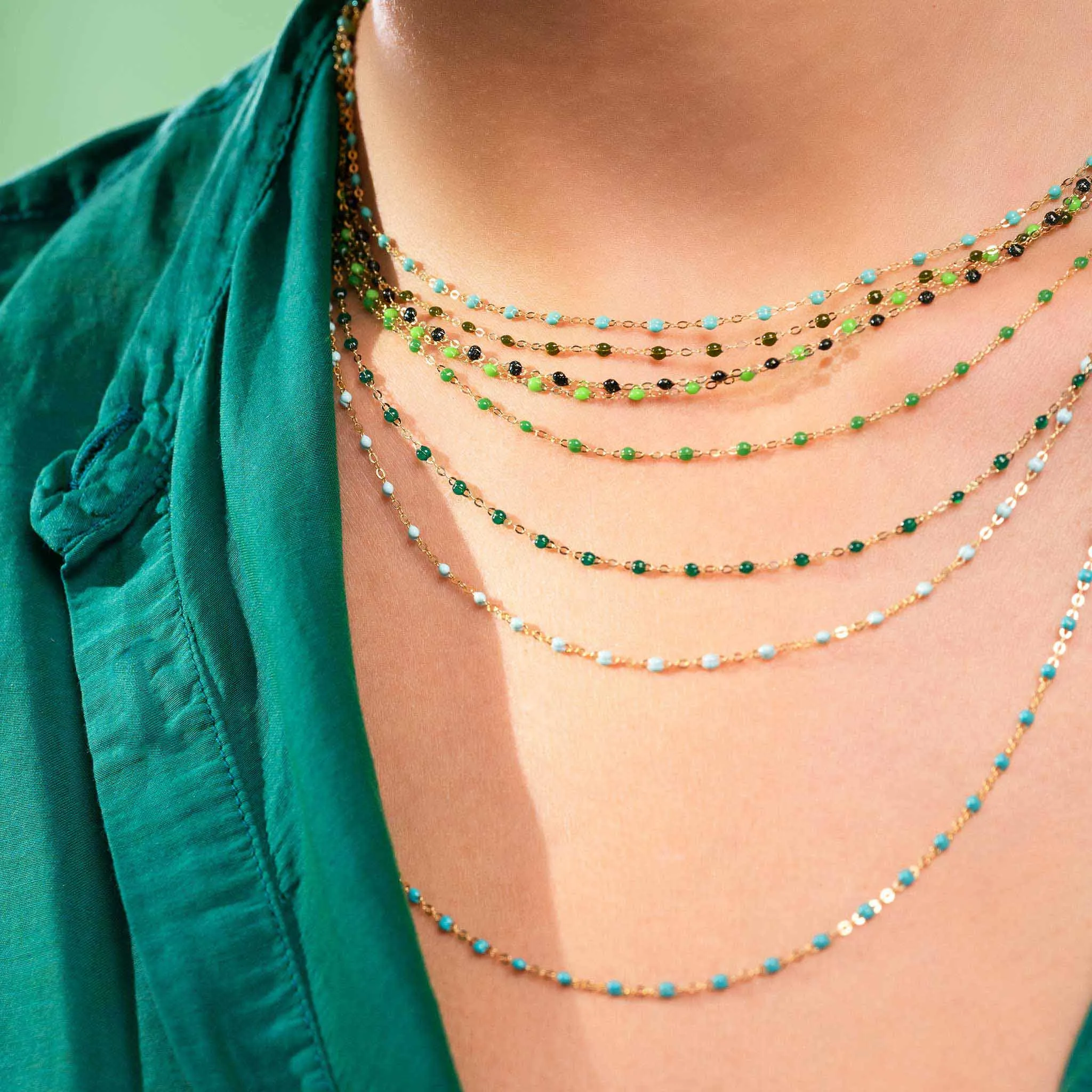 Classic Gigi Emerald necklace, Rose Gold, 17.7"