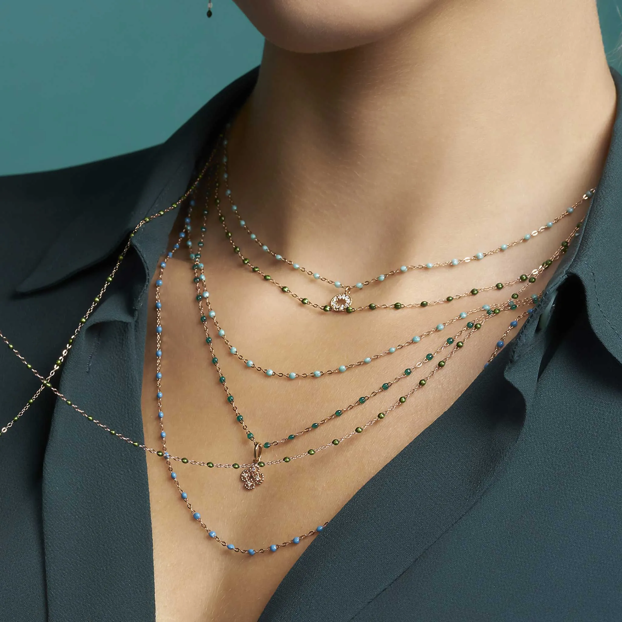 Classic Gigi Emerald necklace, Rose Gold, 17.7"