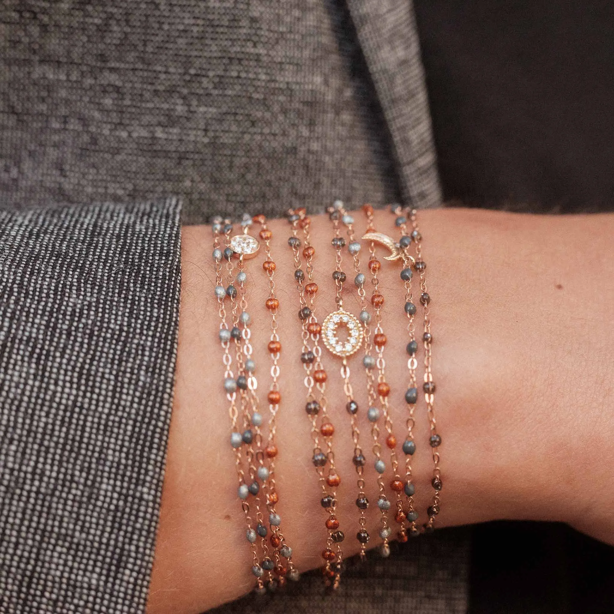 Classic Gigi Grey bracelet, Rose Gold, 5.9"