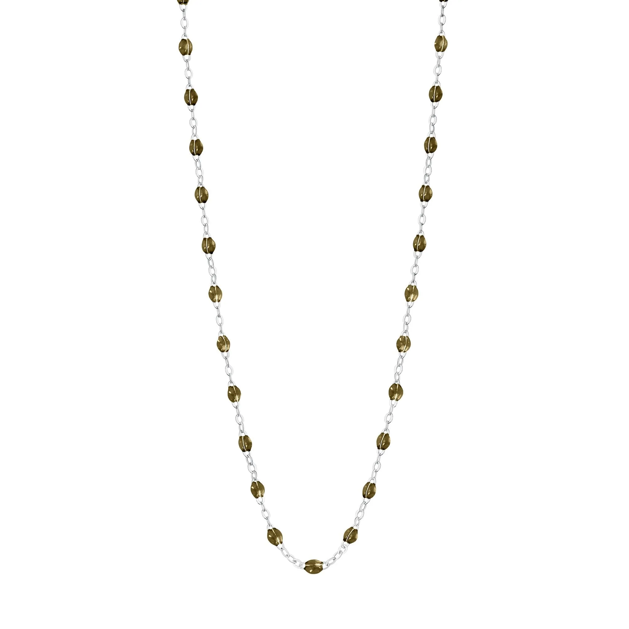 Classic Gigi Khaki necklace, White Gold, 16.5"