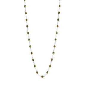 Classic Gigi Khaki necklace, White Gold, 16.5"