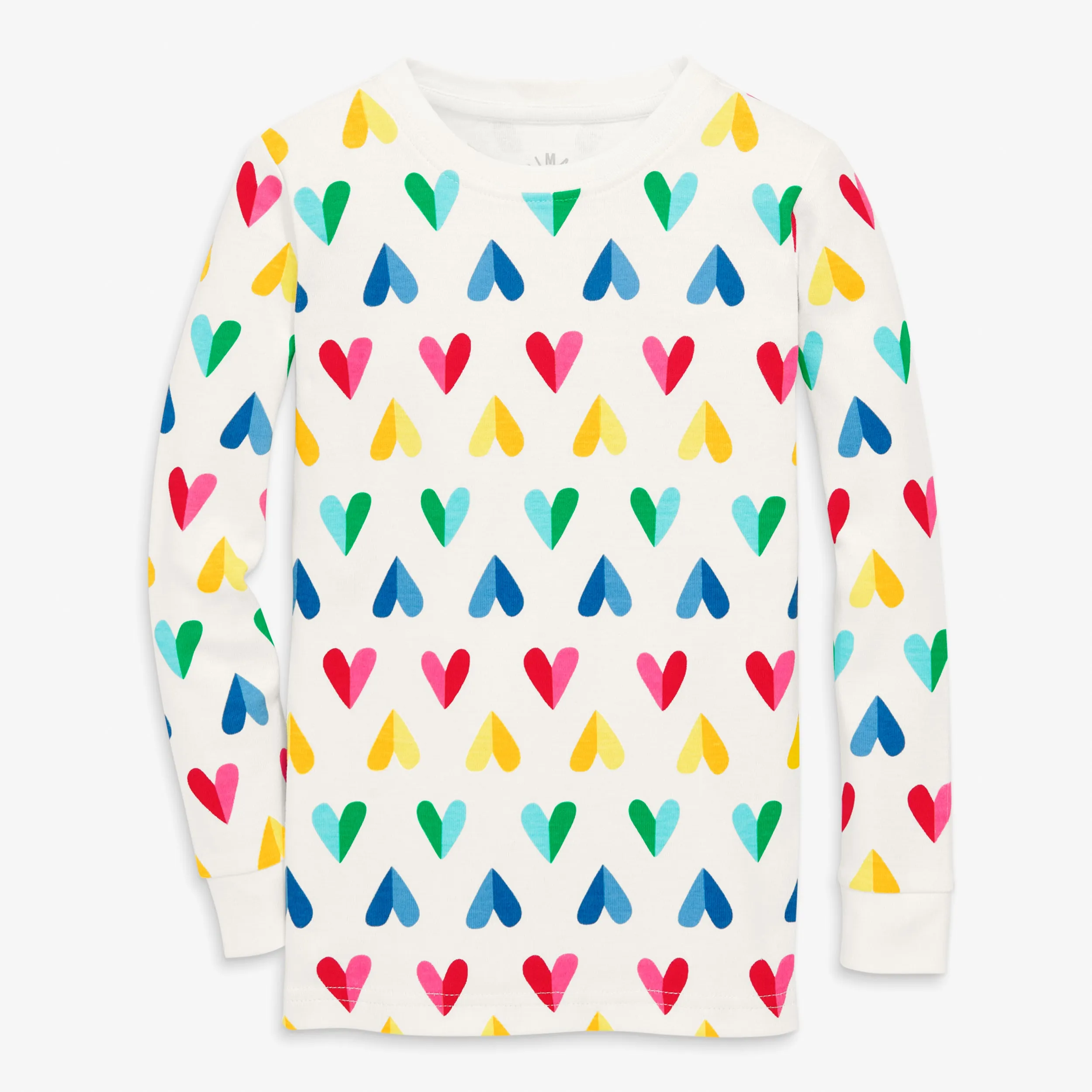 Clearance kids organic pj top in rainbow paper heart