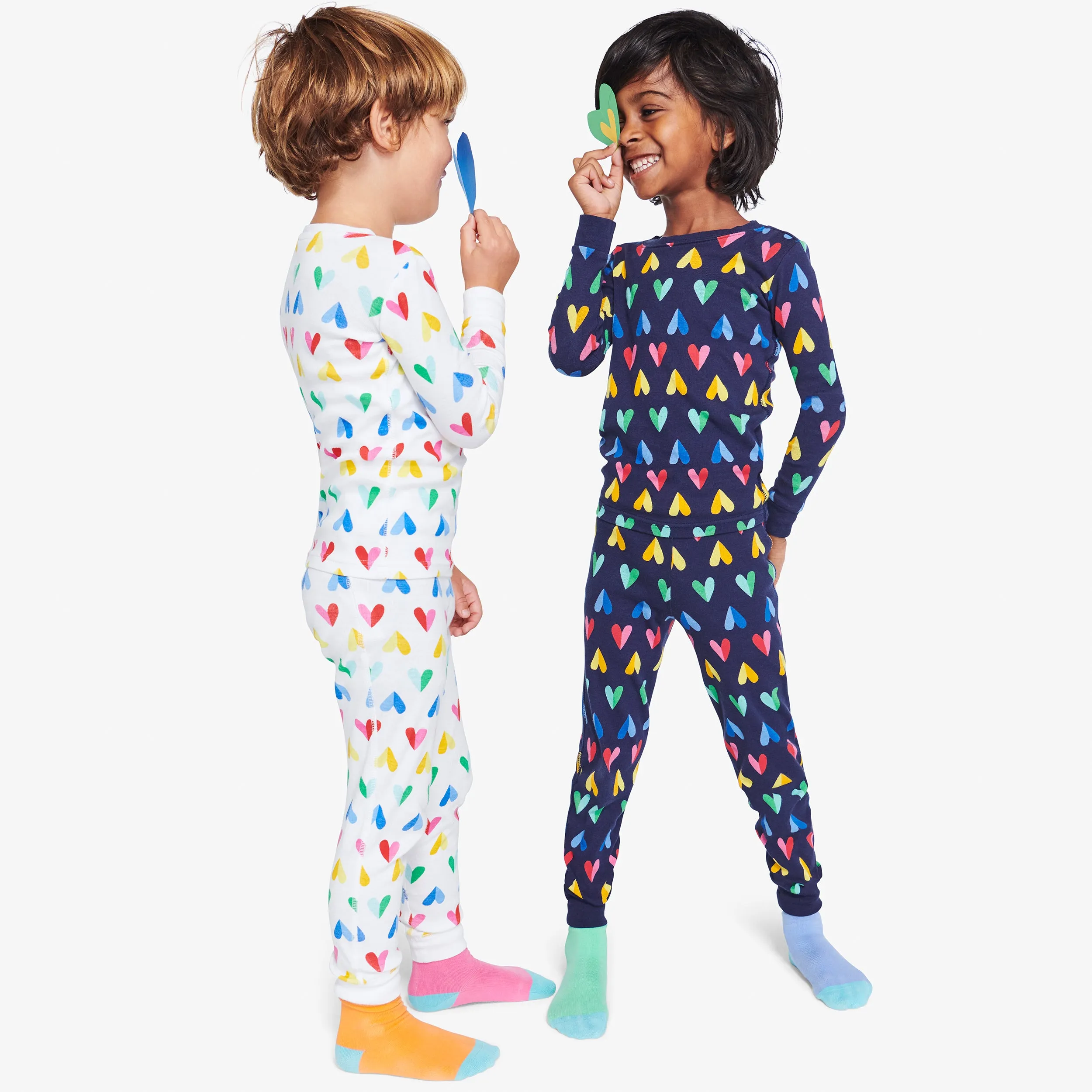 Clearance kids organic pj top in rainbow paper heart