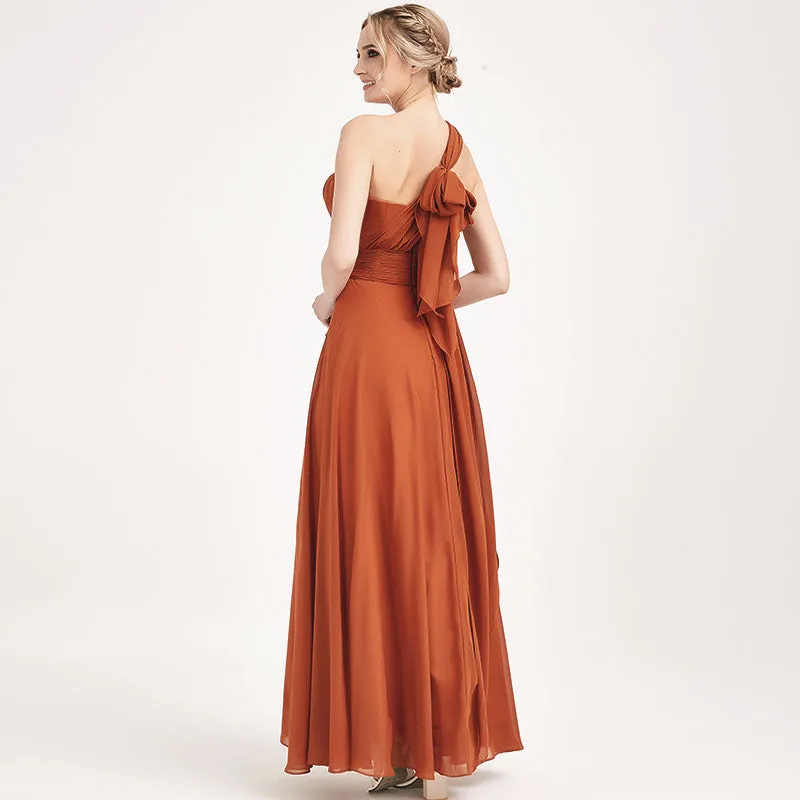 Convertible Chiffon Bridesmaid Dress Wrap Burnt Orange Maxi Gown