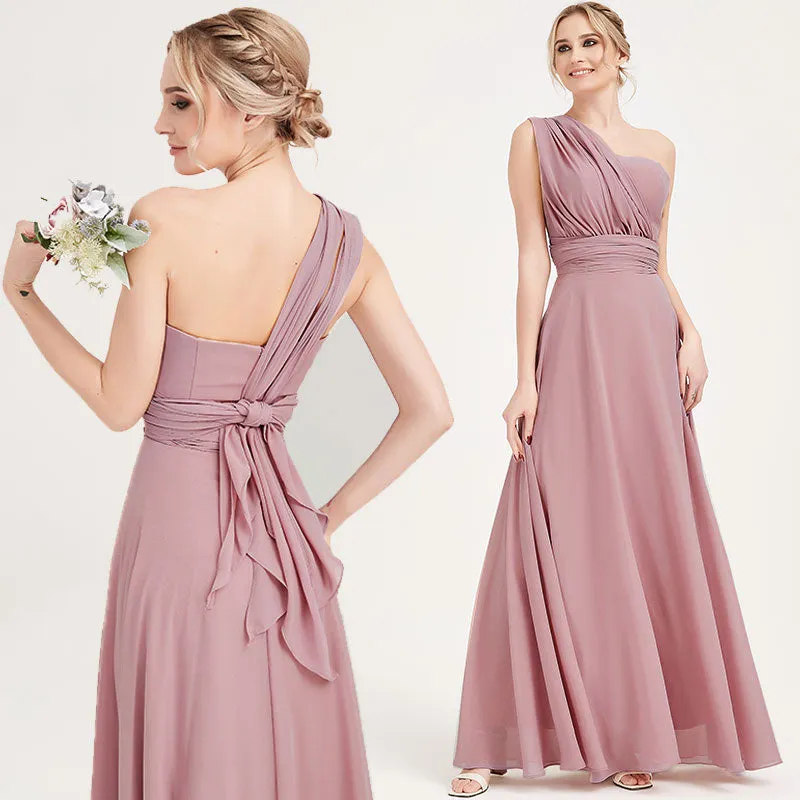 Convertible Chiffon Bridesmaid Dress Wrap Desert Rose Maxi Gown